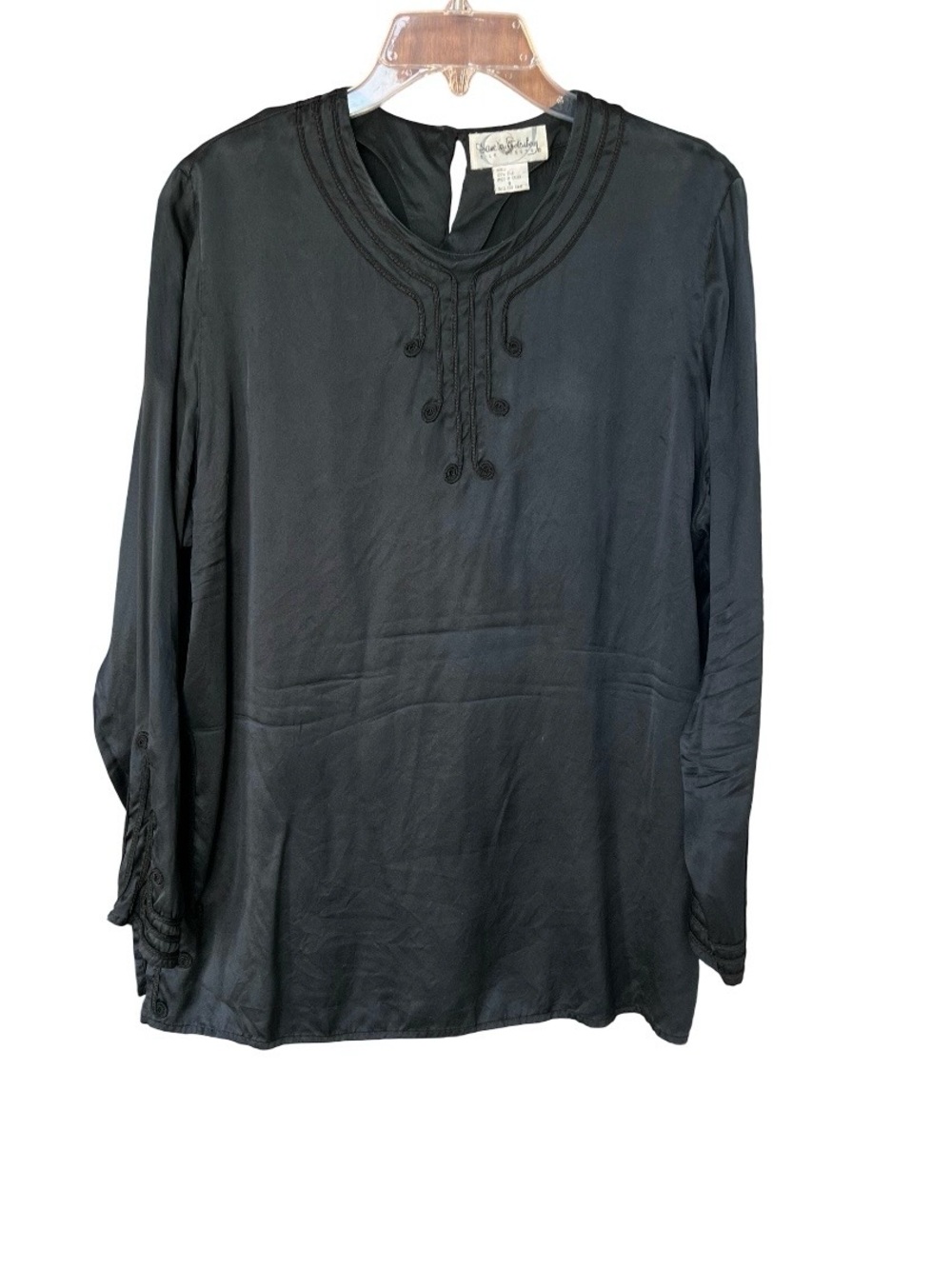 Vintage Diane Von Furstenberg Silk Assets Black Tunic Blouse size S!